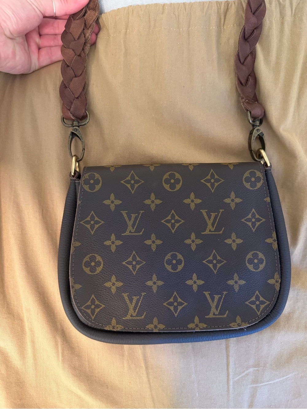 The Odyssey - Vintage BOHO Monogram Crossbody Bag in Brown - Picture 5 of 10
